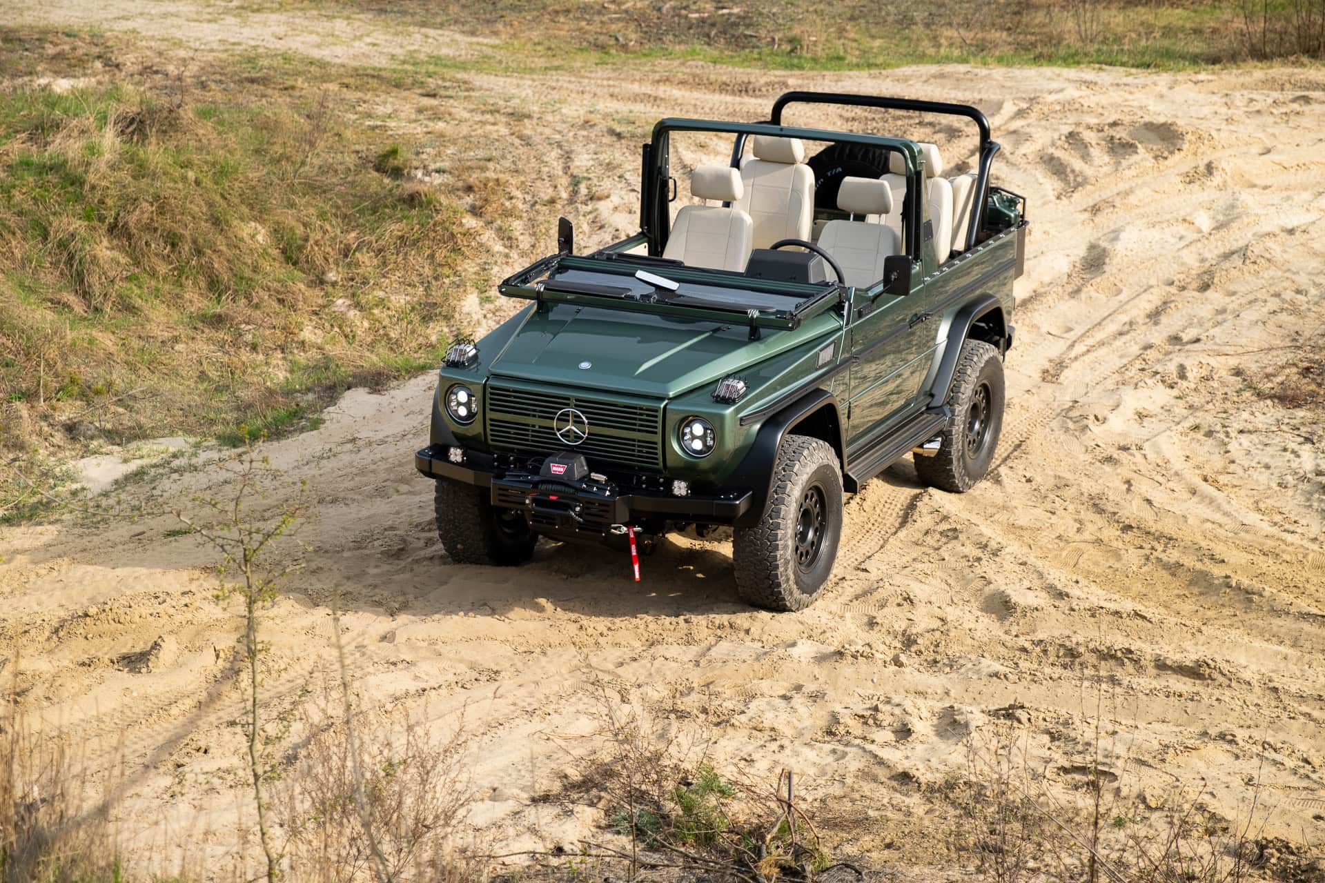1993 Mercedes G Wagon with the windshield folded down